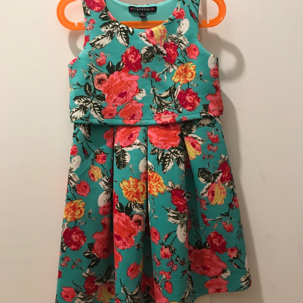 Fishbowl Girls Floral Print Popover Dress Sz 6